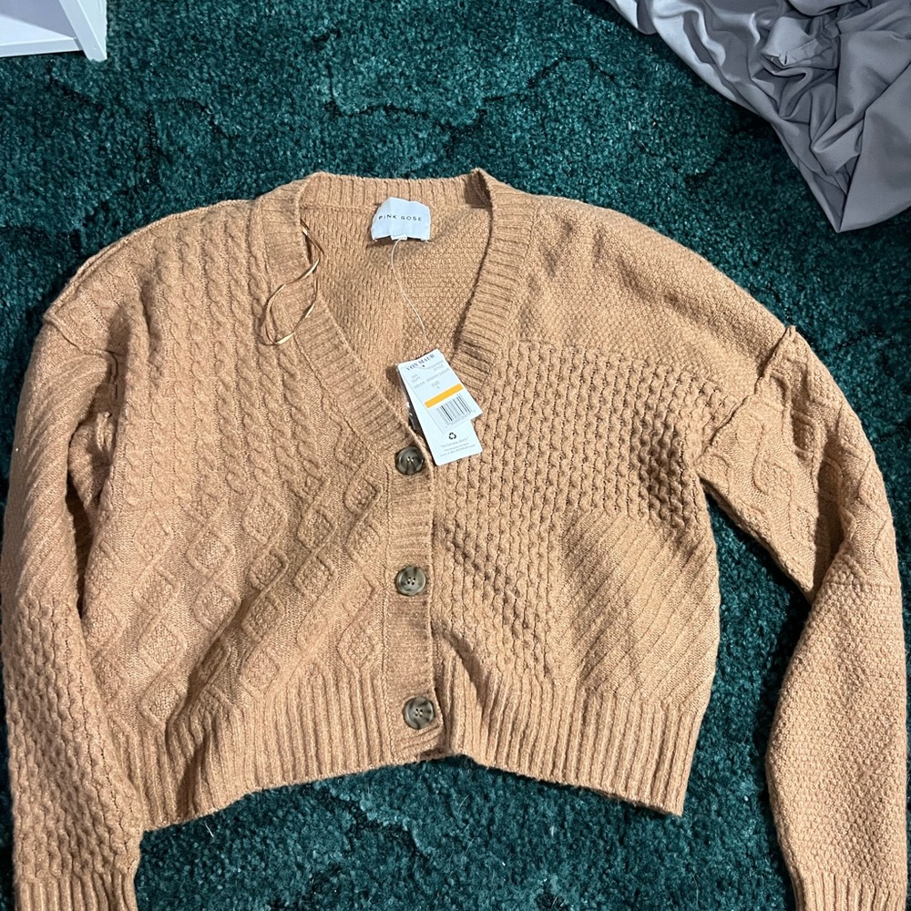 Tan knit cardigan, new with tags